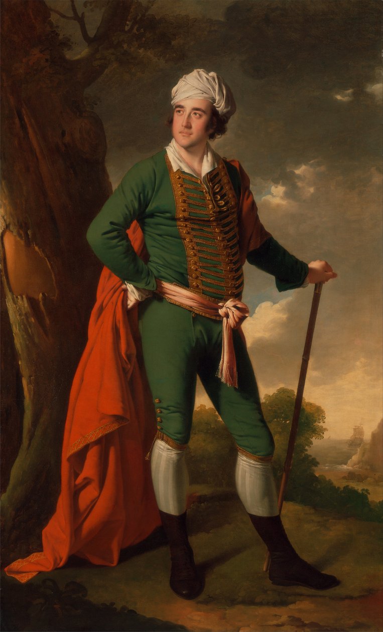 Portræt af en mand, kendt som den indiske kaptajn af Joseph Wright of Derby