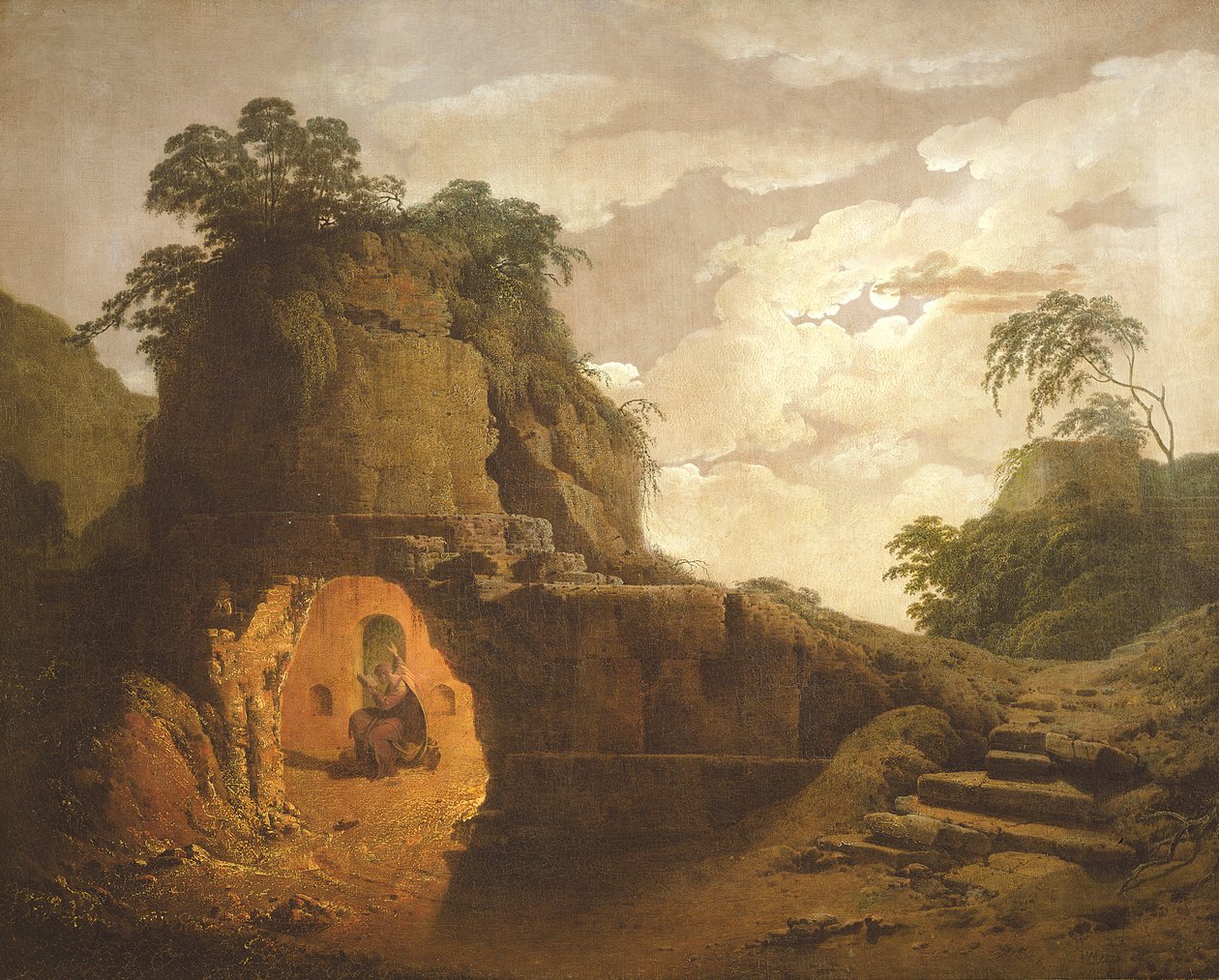 Virgils grav, med Silius Italicus skikkelse, 1779 af Joseph Wright of Derby