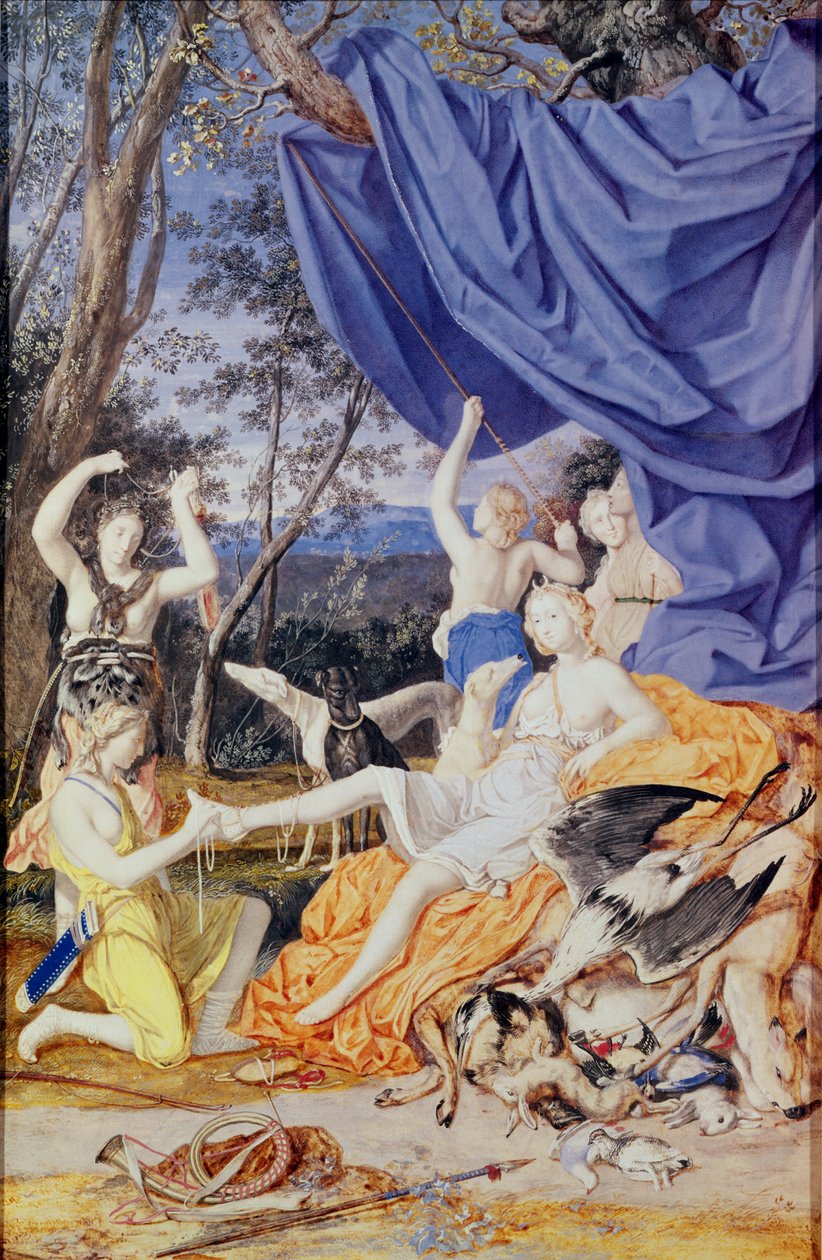 Francoise Louis de la Baume le Blanc (1644-1710) Mademoiselle de la Valliere, som Diana af Joseph Werner