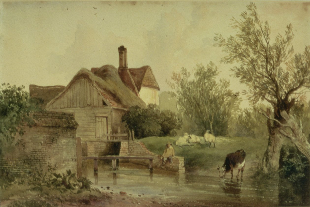 Landskab med et sommerhus af Joseph William Allen