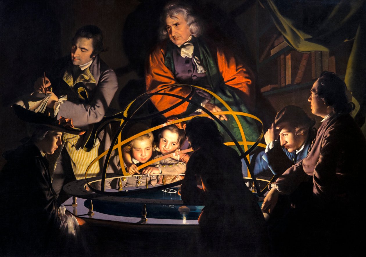 Uden titel, kendt som En filosof der holder det foredrag om Orrery, hvor en lampe sættes i stedet for solen eller The Orrery af Joseph Wright of Derby