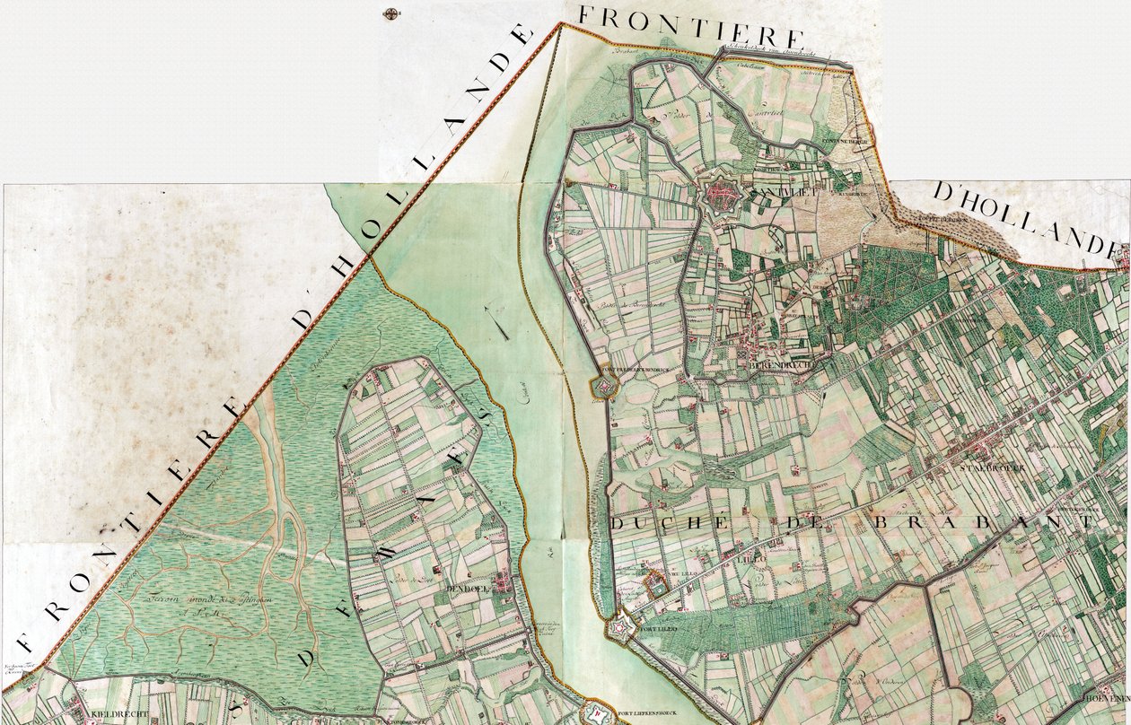 Kort over Santvliet af Joseph de Ferraris