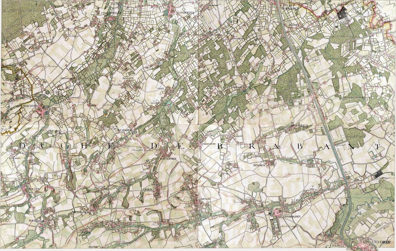 Kort over Vilvorde - Vilvoorde, Belgien af Joseph de Ferraris