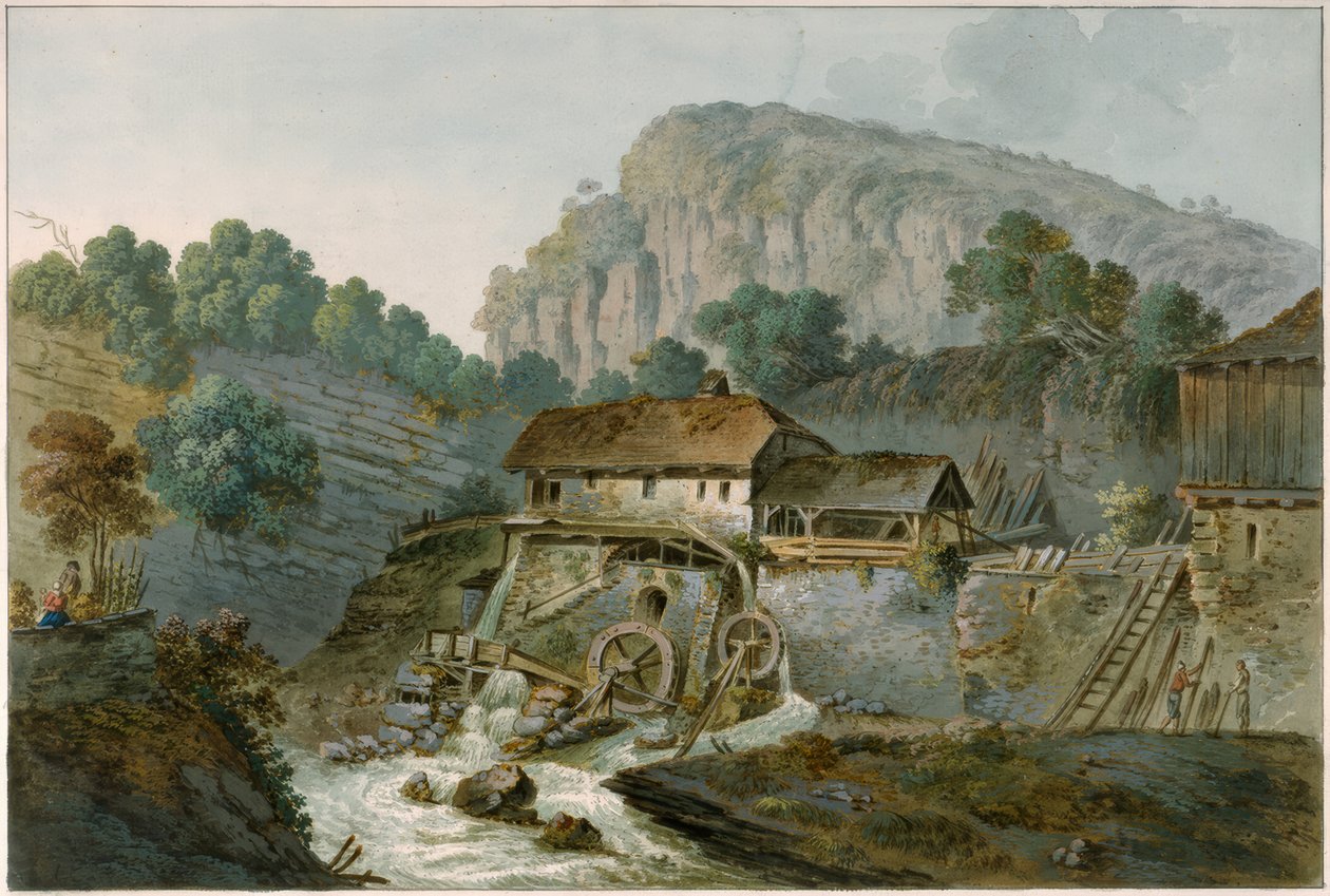 Den første mølle i Puidoux af Joseph-Emmanuel Curty