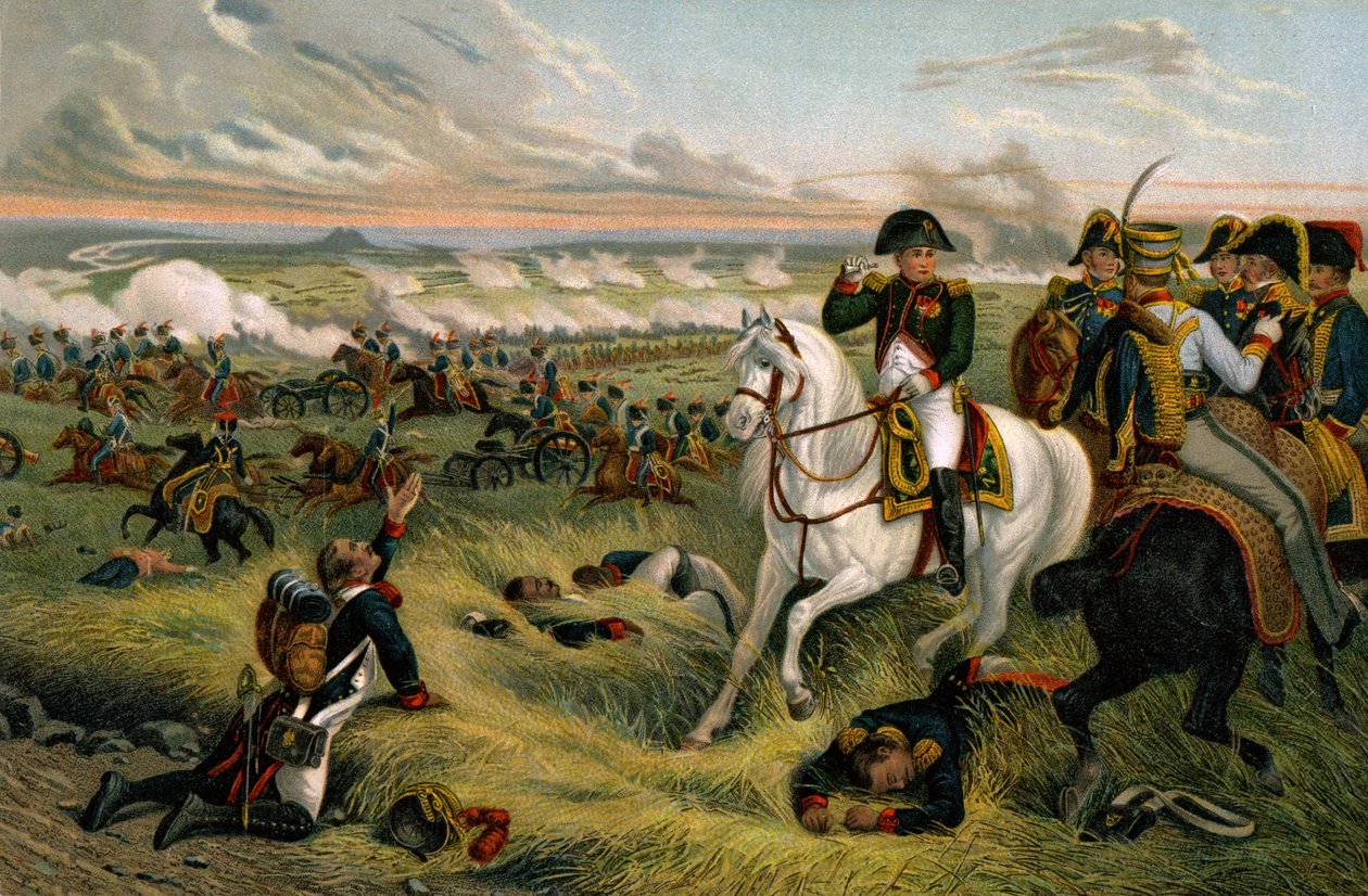 Historie. Frankrig. Det franske første imperium. Napoleon 1. i slaget ved Wagram af Joseph Louis Hippolyte (after) Bellange