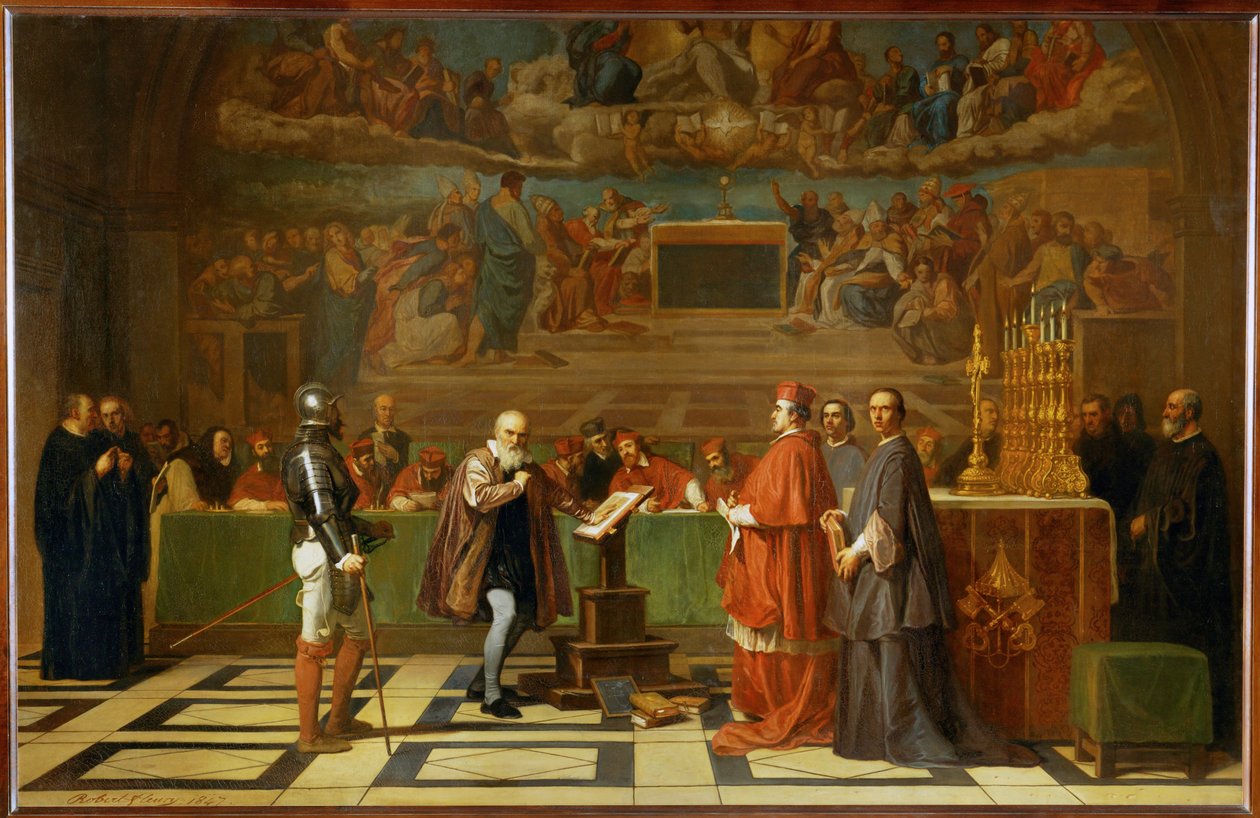 Galileo Galilei foran det hellige kontor i Vatikanet ... af Joseph-Nicolas Robert-Fleury