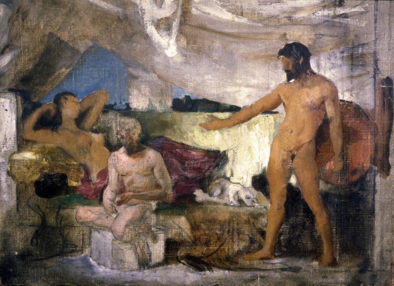 Trojansk krig: Achille og Priamos, konge af Troja, ca. 1850 (skitse) af Joseph Noel Sylvestre