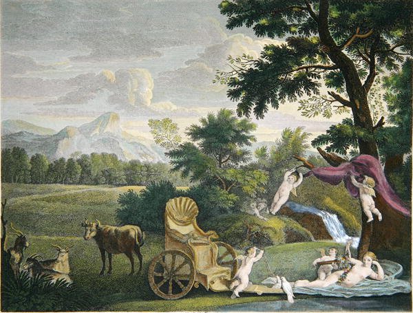 Venusbadning og amoriner af Joseph (after) Farington