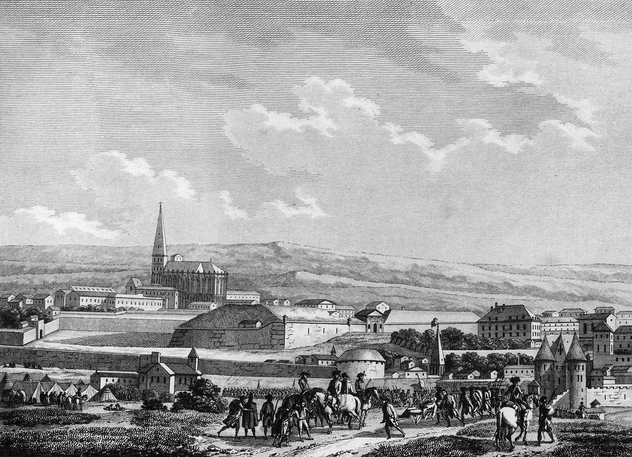 Fransk revolution og kontrarevolutionære bevægelser. Den preussiske Armee i slaget ved Verdun: Tilfangetagelse af Verdun og død af Nicolas Joseph Beaurepaire Fransk officer (1740-1792), kommandant for pladsen den 2. september af Joseph (after) Swebach Desfontaines