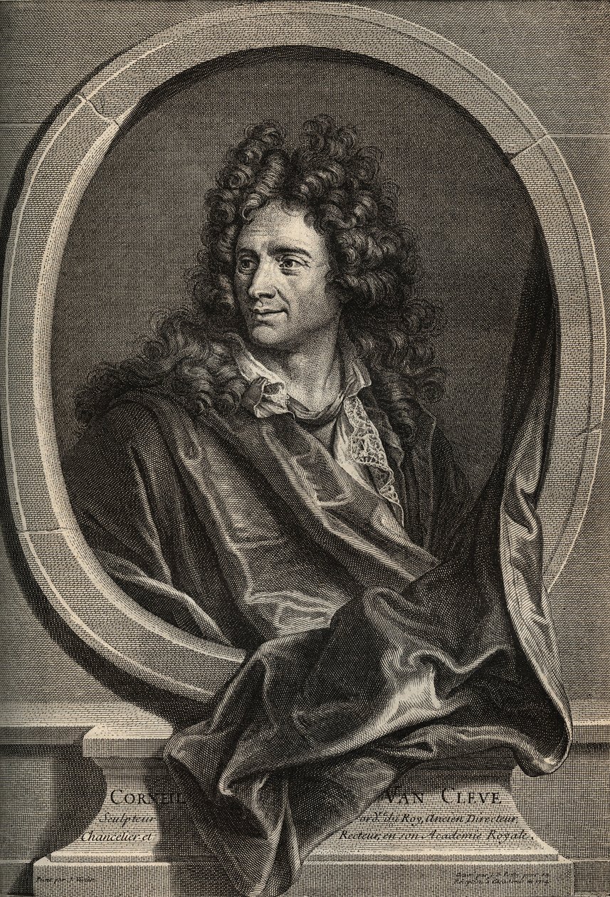 Portræt af Corneille Van Cleve fransk billedhugger (1645-1732) gravering af Poilly efter maleriet af Joseph Vivien af Joseph (after) Vivien