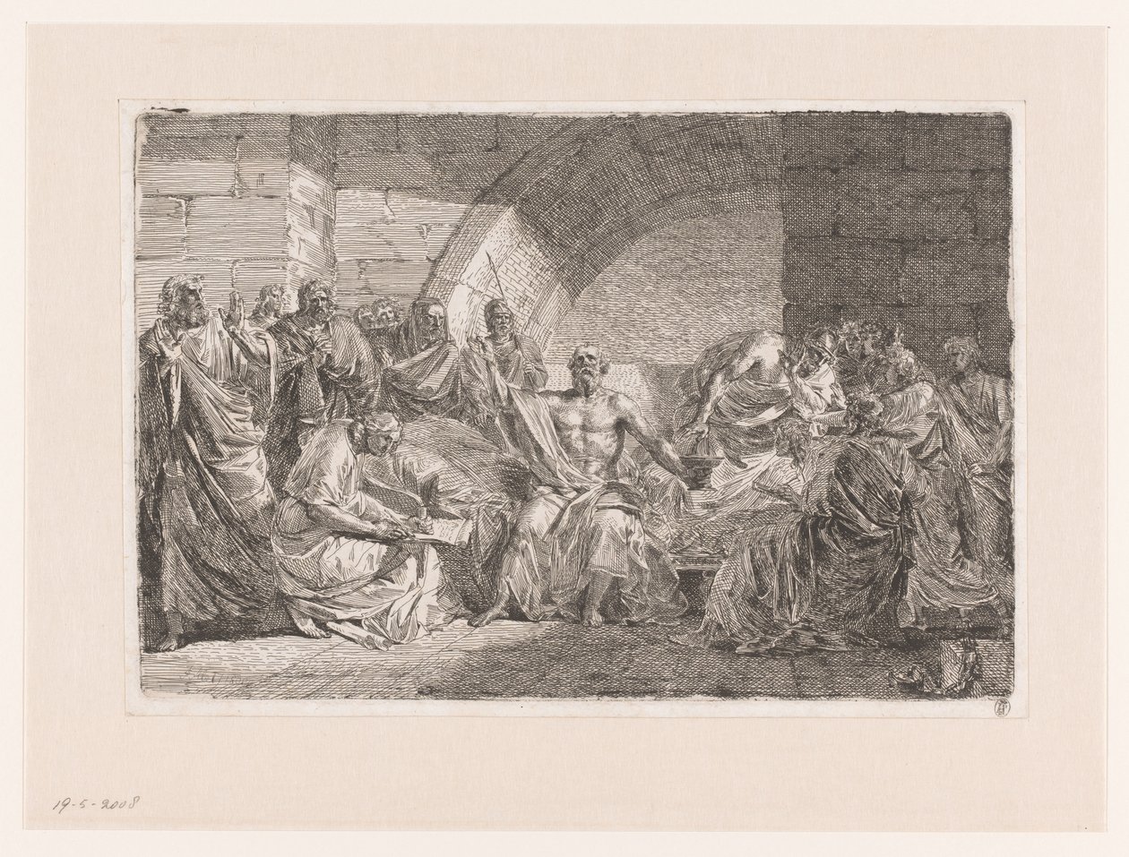 Sokrates dikterer sin vilje af Joseph Abel
