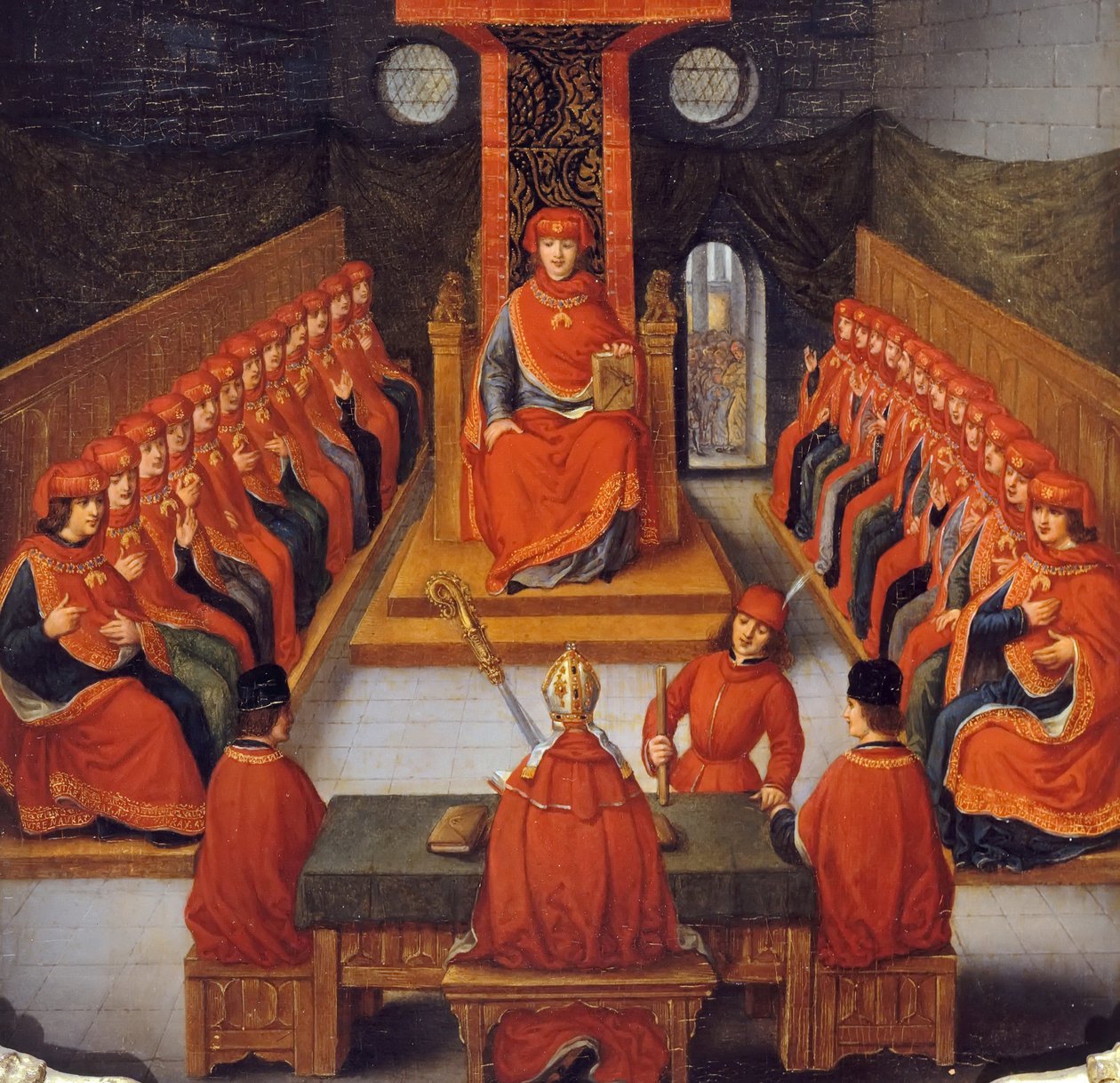 Første møde i Den Gyldne Skindorden afholdt af Philip III den Gode, hertug af Bourgogne, 10. af Joseph Albrier