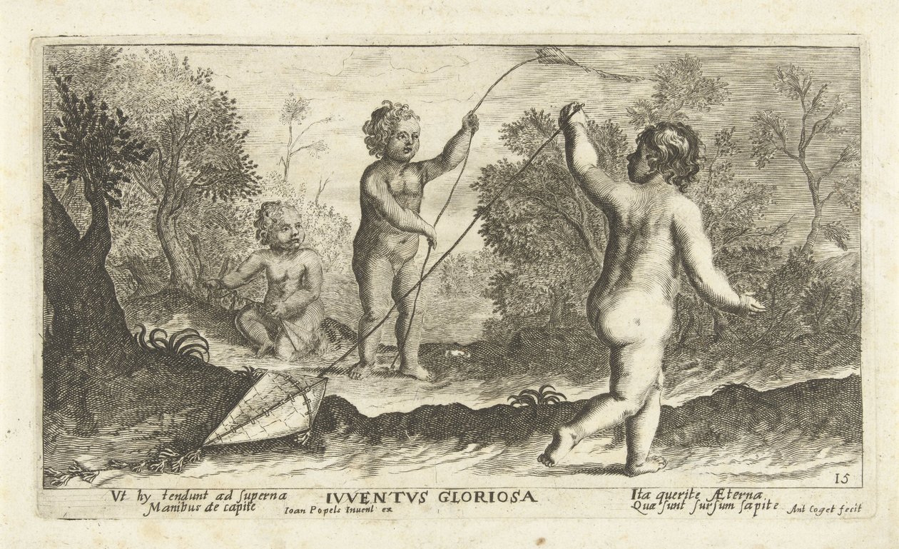 Børn, der flyver med drager Iuventus gloriosa (titel på objekt) af Joseph Antoine Cochet