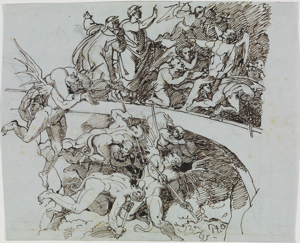 Ved bestikkernes begsø, rådsmedlemmet fra Lucca (Dantes Inferno, Sang 21, V 34) af Joseph Anton Koch
