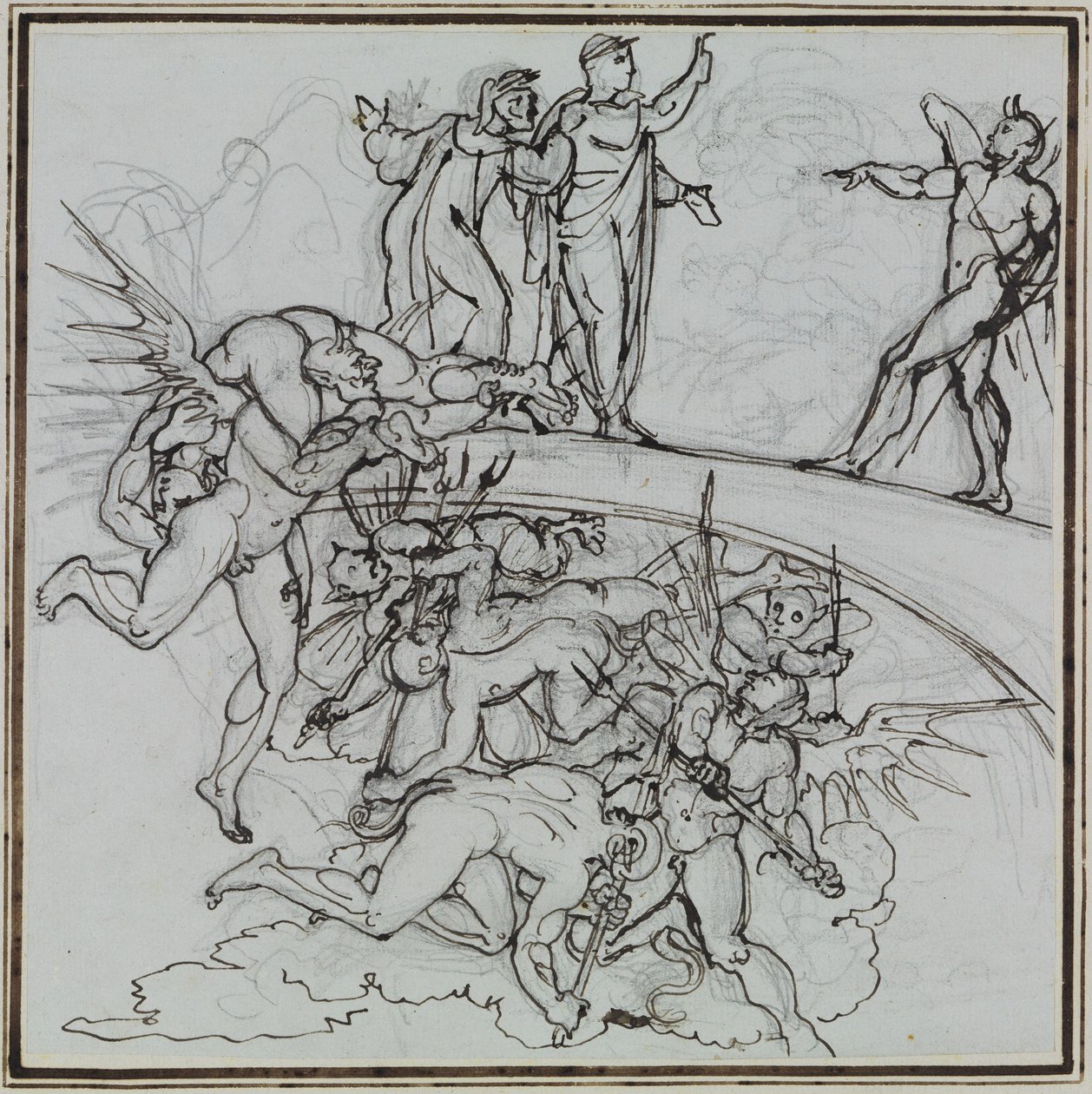 Ved bestikkernes begsø, rådmanden fra Lucca (Dantes Inferno, Canto 21, V 34) af Joseph Anton Koch