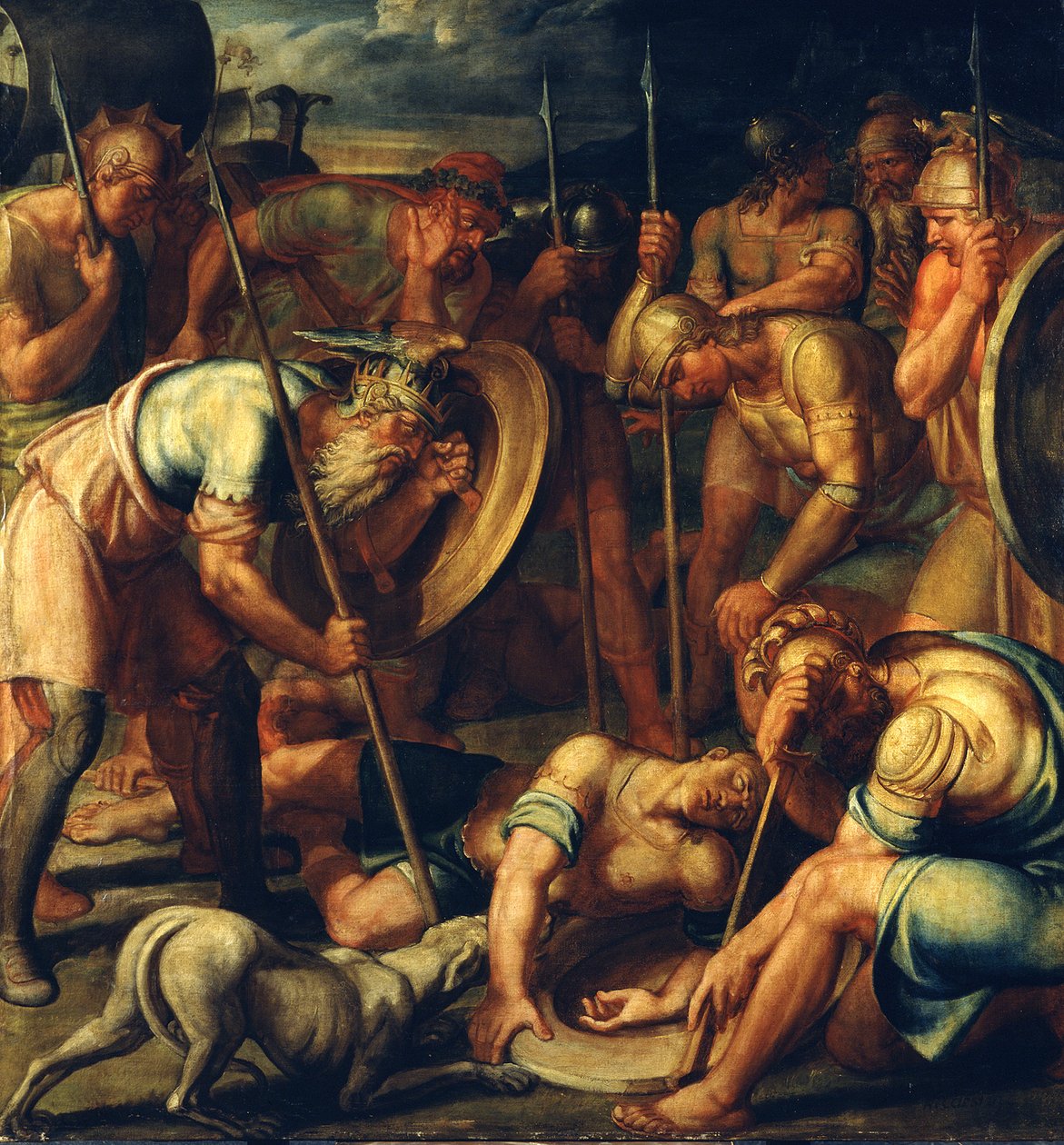 Antik krigerscene. Antilochos