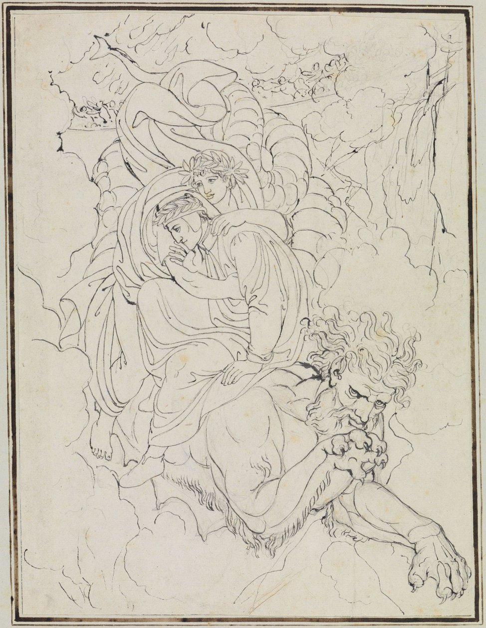 Dante og Vergil på Geryons ryg (Dantes »Inferno«, canto 17, vers 94) af Joseph Anton Koch