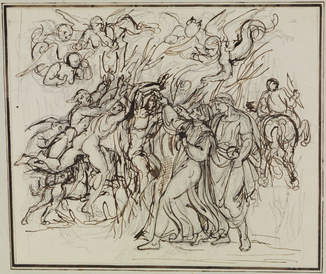 Dante og Vergil i selvmordernes skov (Dantes »Inferno«, 13. sang, vers 31) af Joseph Anton Koch