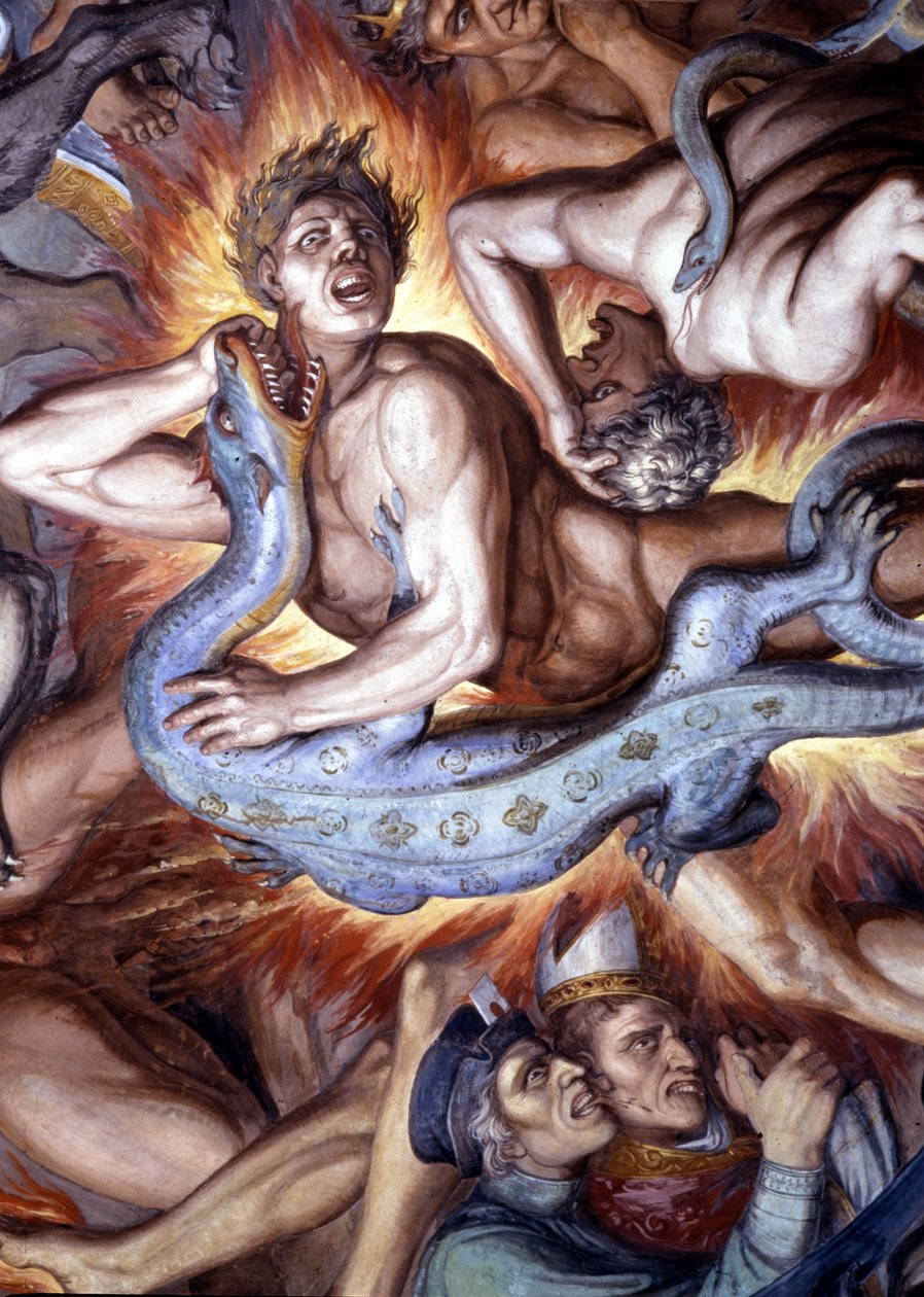 Dantes Inferno (guddommelig komedie) - Detalje af en fresco af Joseph Anton Koch, Casino Massimo, Rom af Joseph Anton Koch