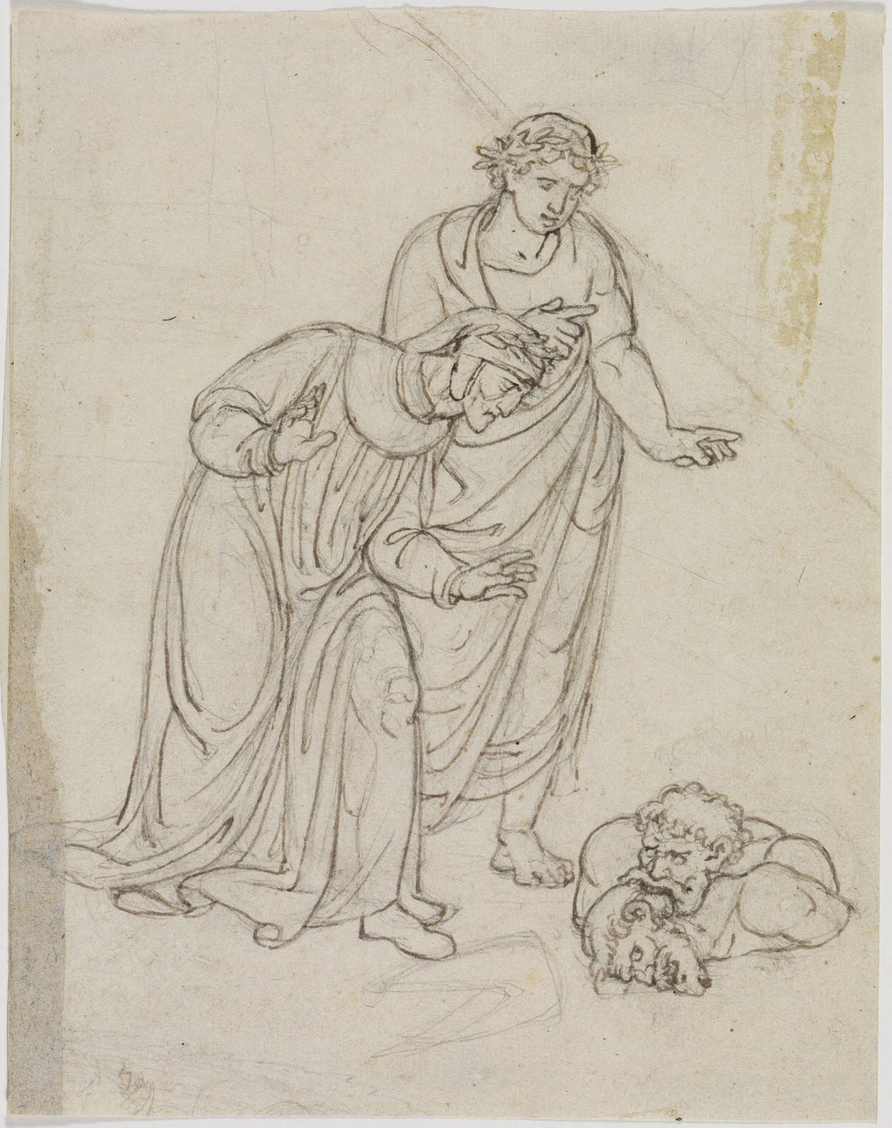Fædrelandsforræderne i isen, grev Ugolino og ærkebiskop Ruggieri, som sønderriver hinanden (Dante, Inferno, canto 33, V 109) af Joseph Anton Koch