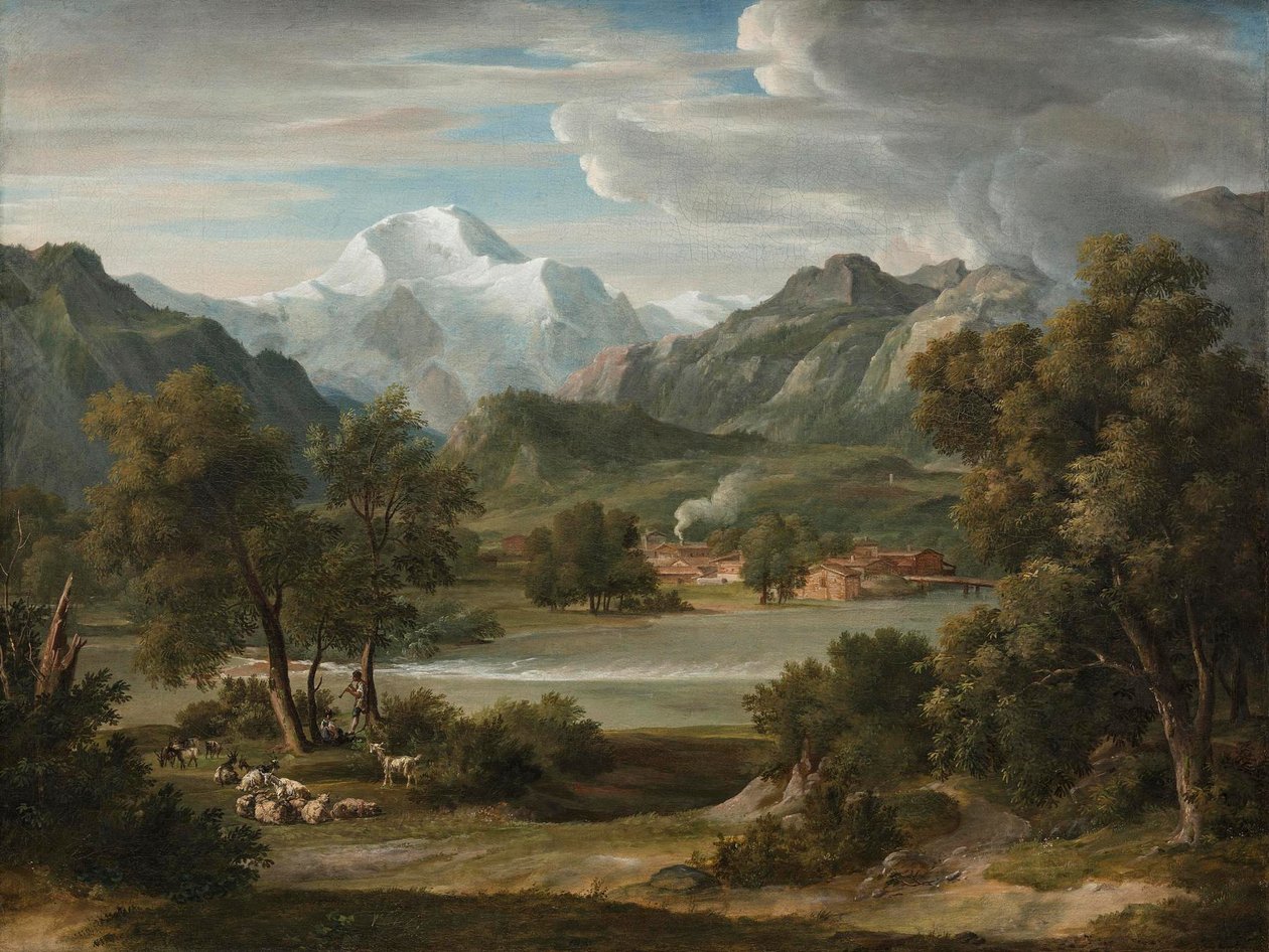 Lauterbrunnendalen nær Unterseen med Jungfrau-bjerget af Joseph Anton Koch