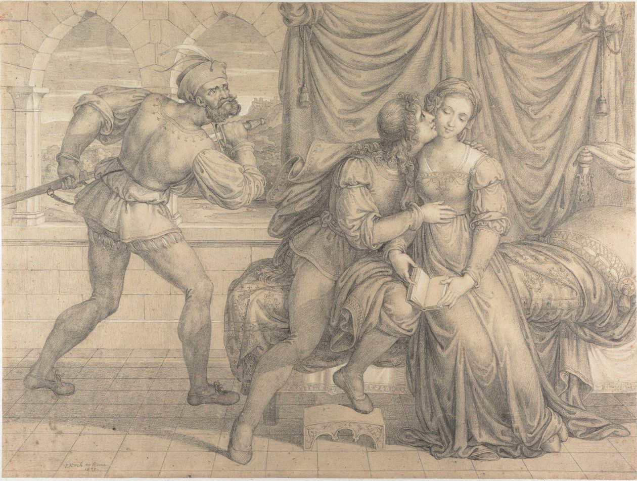 Paolo og Francesca, overrasket af Gianciotto Malatesta, 1809. af Joseph Anton Koch