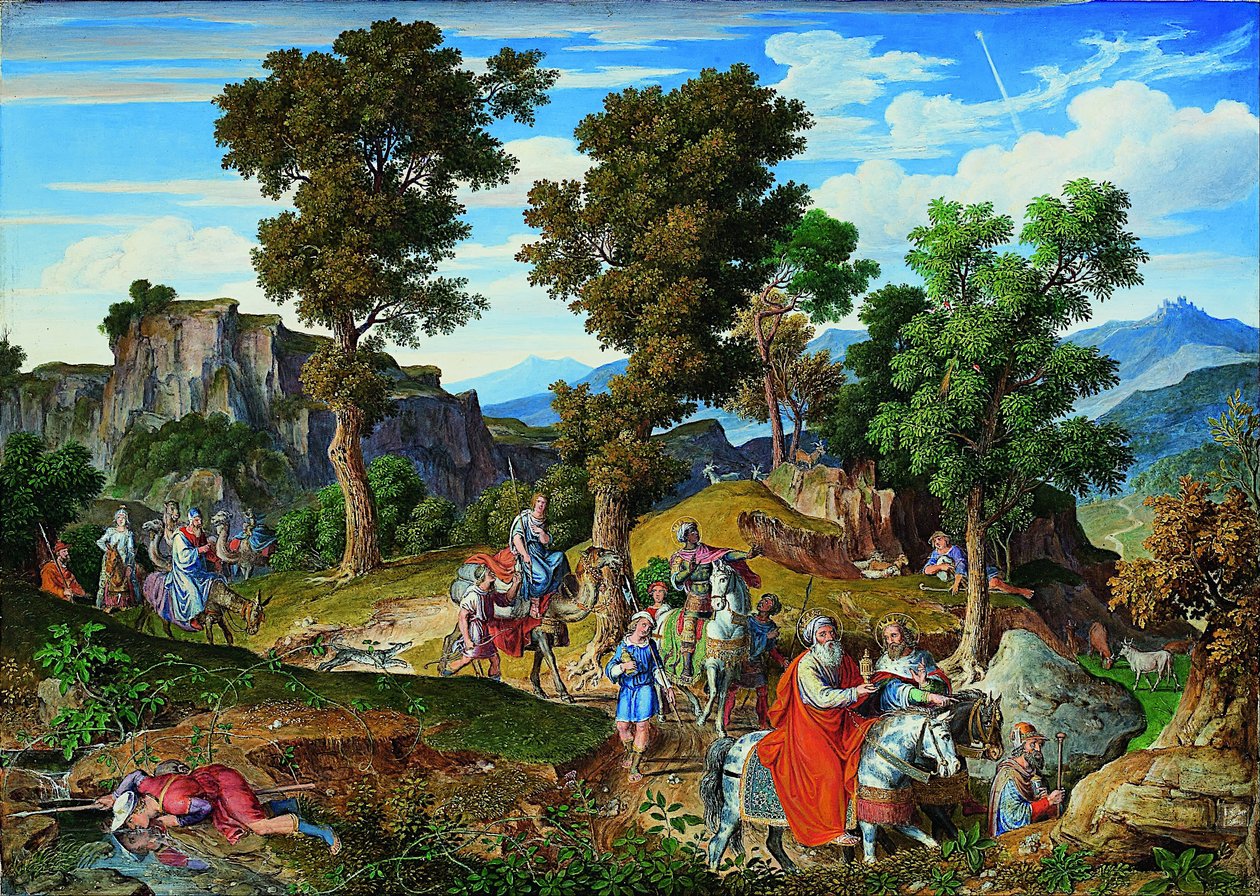 Serpentara-landskab med de hellige tre kongers procession af Joseph Anton Koch