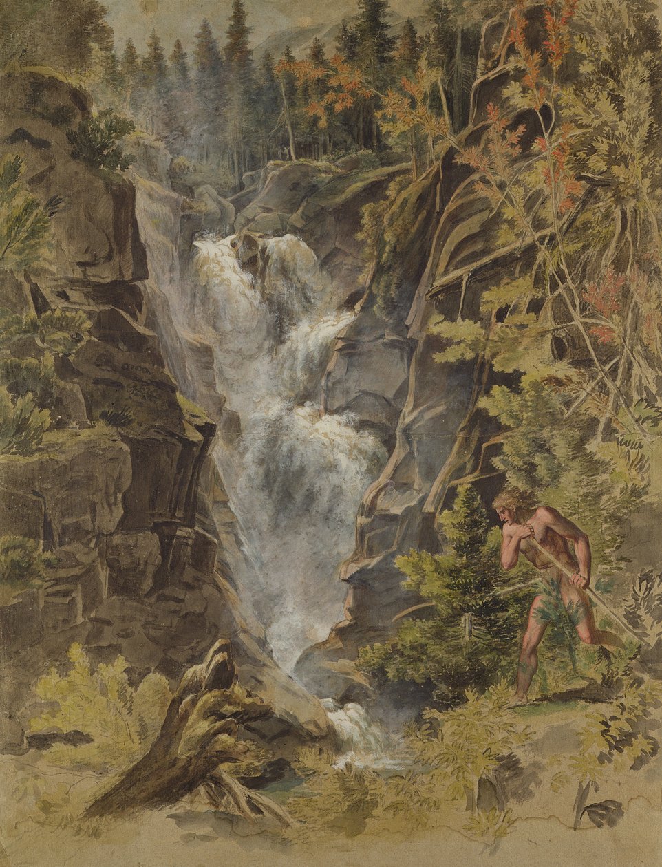 Reichensbach-vandfaldene i Meiringen, 1792-93 (se også 141497) af Joseph Anton Koch
