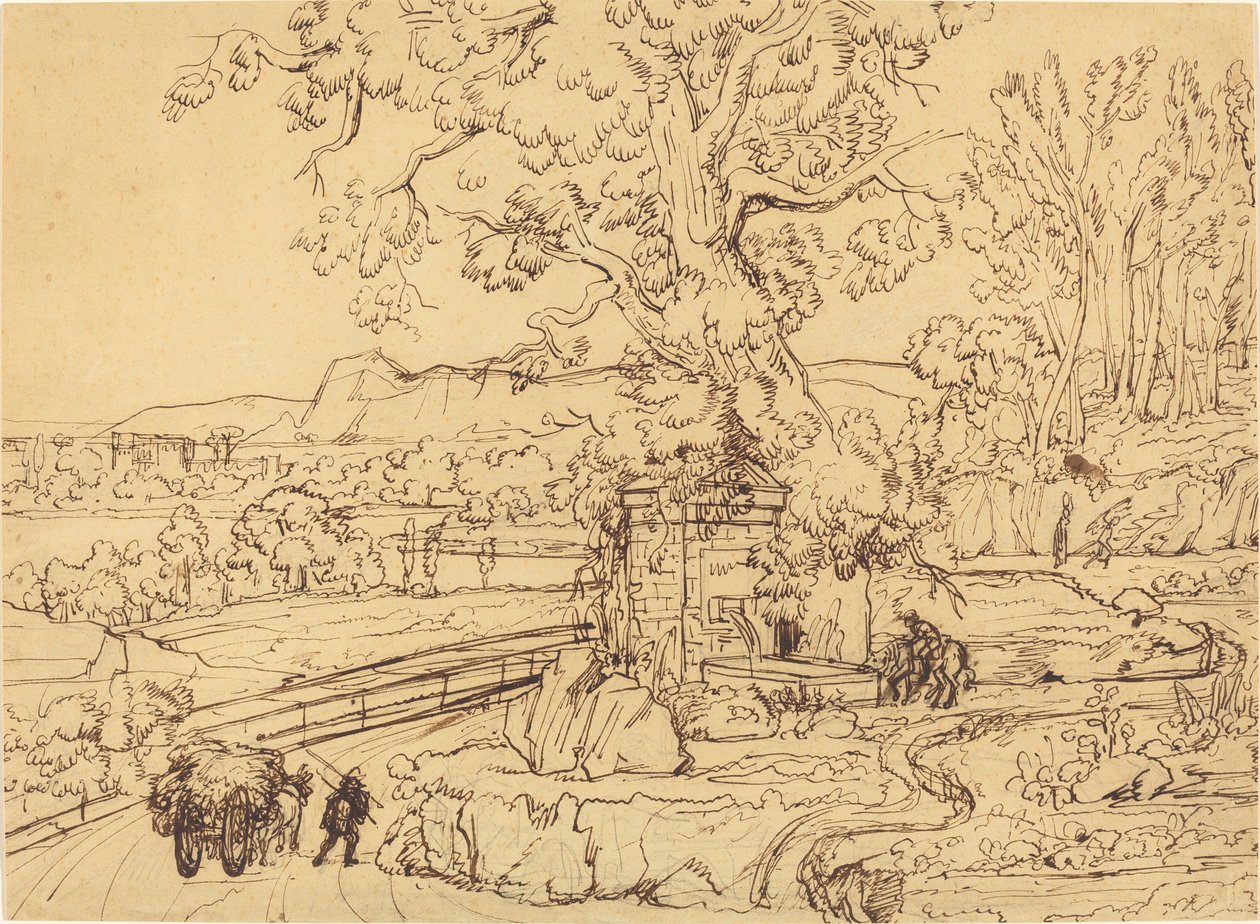Den romerske Campagna med en gammel springvand af Joseph Anton Koch