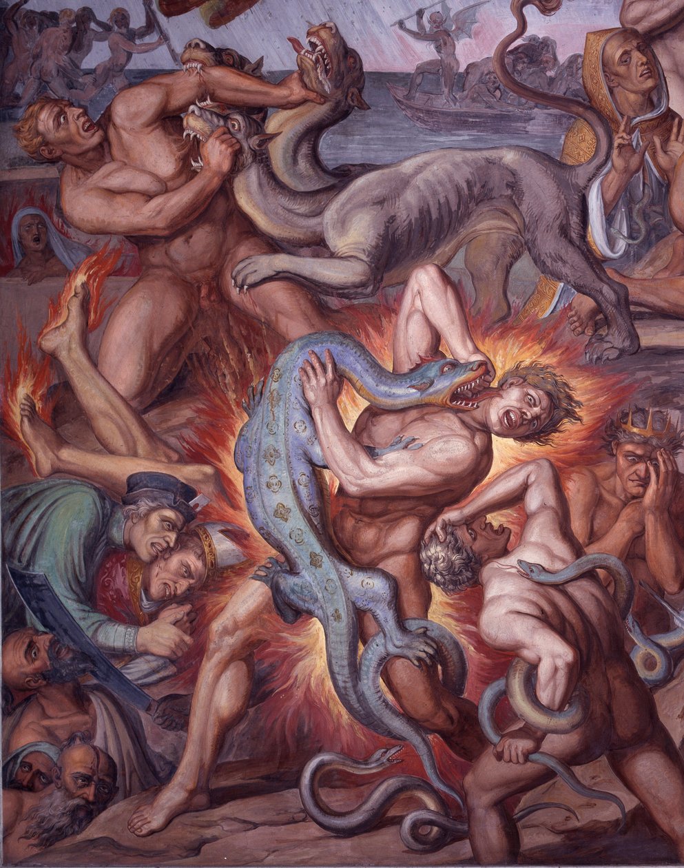 Helvede fra Dantes The Divine Comedy - Detail - Fresco af Joseph Anton Koch