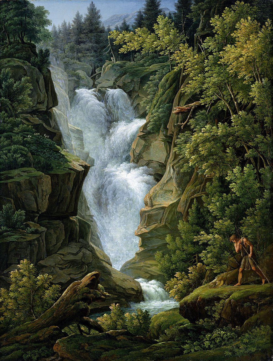 Vandfald i Bernhøjlandet, 1796 (se også 191631) af Joseph Anton Koch