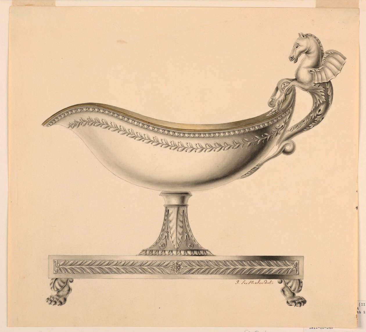 Tegning, forhøjning af en sovsebåd, 1790-1825 af Joseph Anton Seethaler Ii