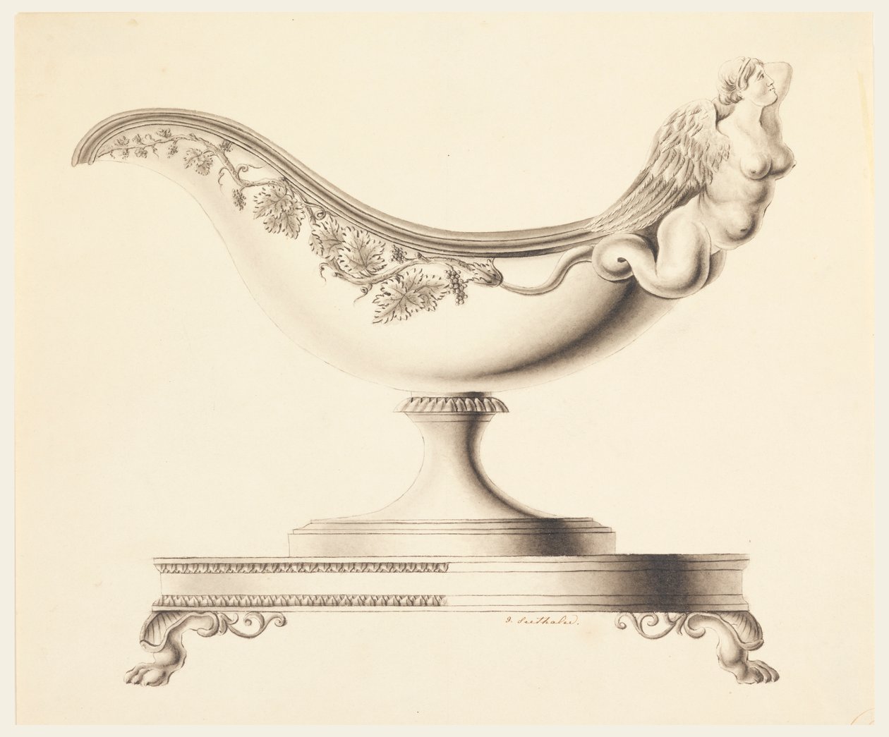 Design til en saucebåd af Joseph Anton Seethaler Ii
