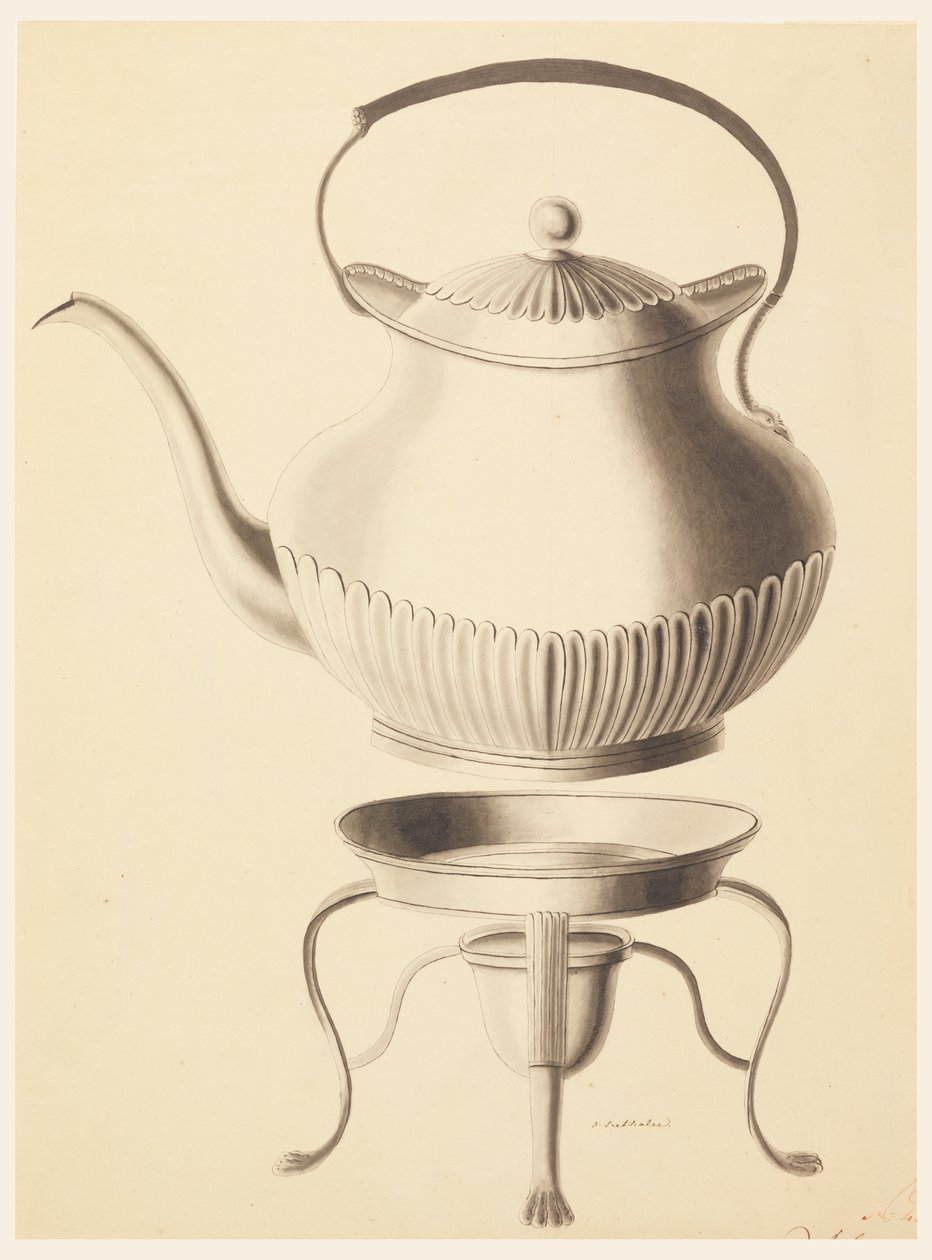 Design til en vandkedel med stativ af Joseph Anton Seethaler Ii