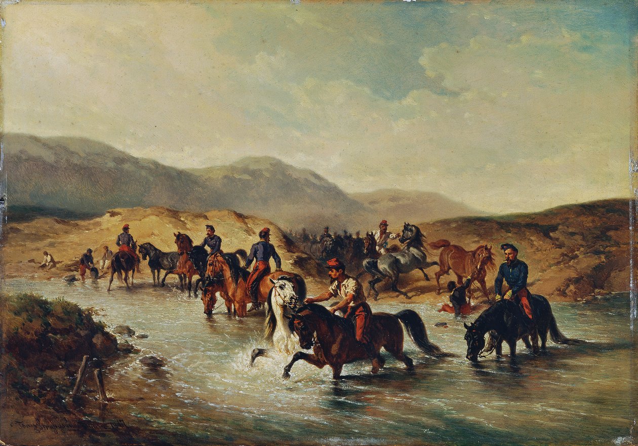 Fransk kavaleri i hestedammen af Joseph Anton Strassgschwandtner