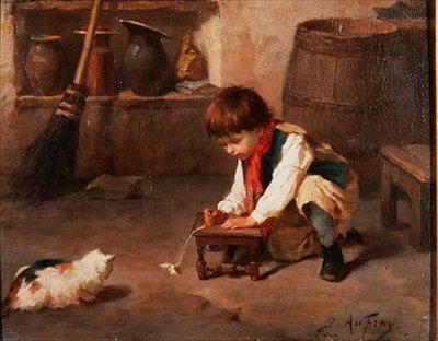 Leg med killingen (panel) af Joseph Athanase Aufray