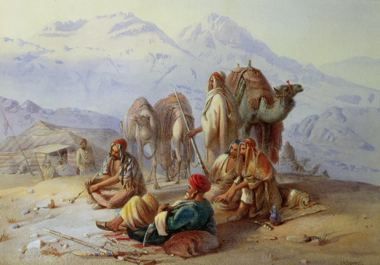 En arabisk lejr (wc på papir) af Joseph Austin Benwell