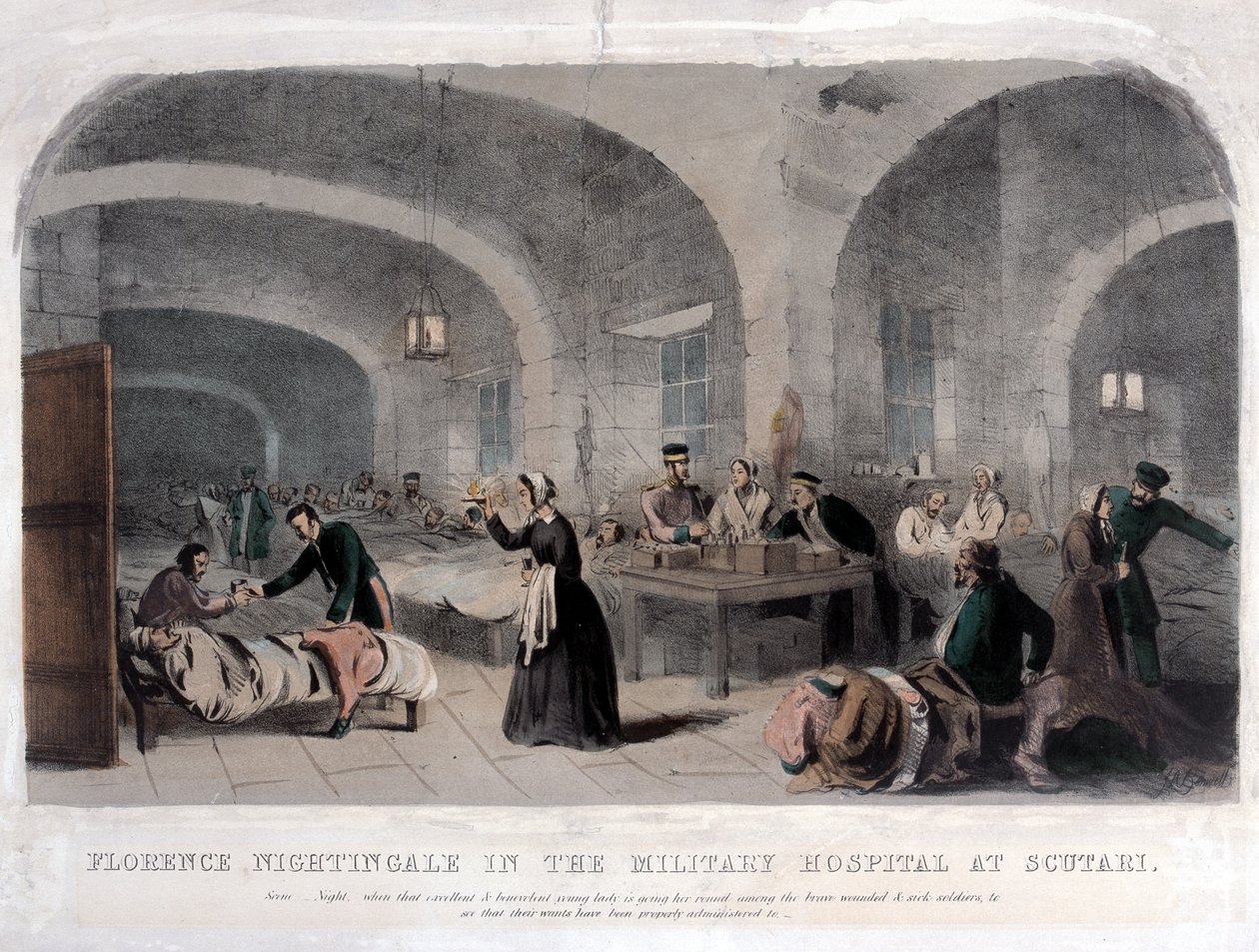 Florence Nightingale (1820-1910) på militærhospitalet i Scutari under Krimkrigen, 1856 af Joseph Austin Benwell