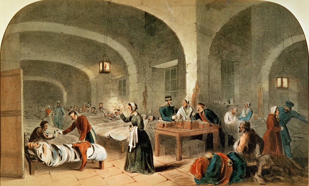 Skitse af en afdeling på Hospitalet i Scutari, ca. 1856 af Joseph Austin Benwell