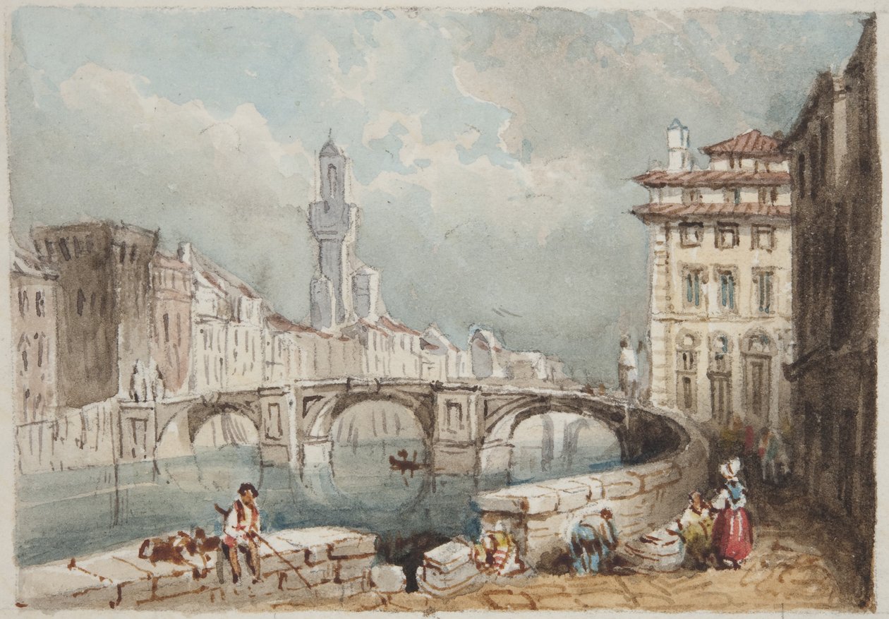 Firenze, indsat i Thomas Moodys Journal af en tur gennem Schweiz og Italien, 1822 (wc på papir) af Joseph Axe Sleap