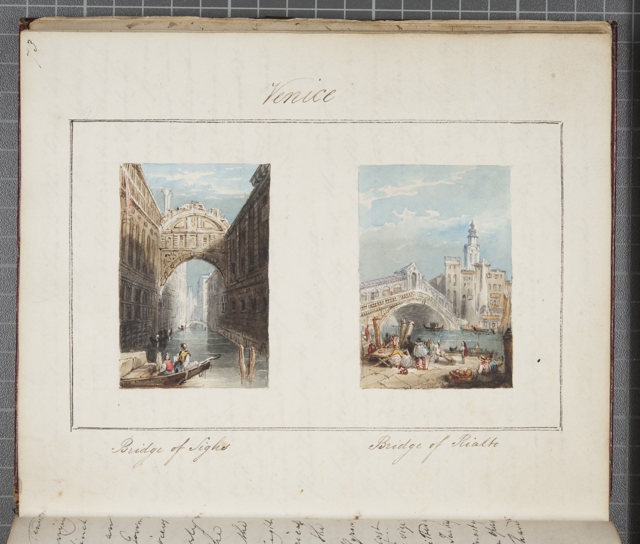 Venedig, indsat i Thomas Moodys Journal af en tur gennem Schweiz og Italien, 1822 (wc på papir) af Joseph Axe Sleap