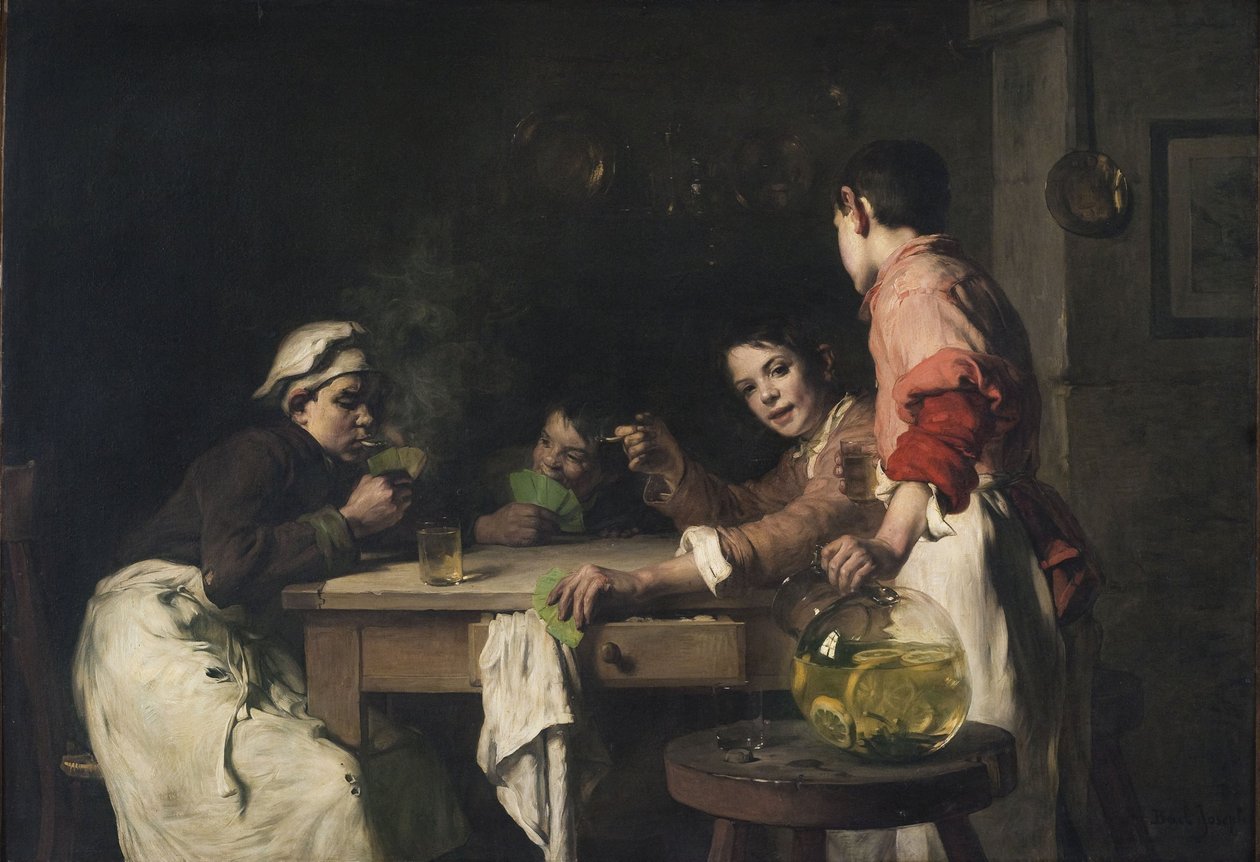 The Card Players, ca. 1897 (olie på lærred) af Joseph Bail