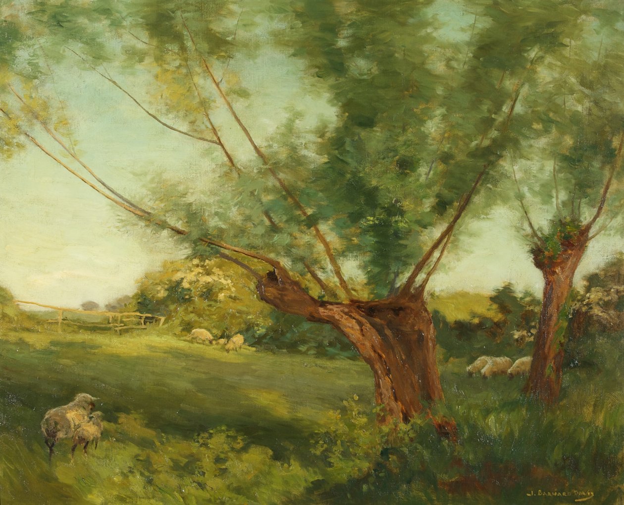 Bibury, Cotswold Hills (olie på lærred) af Joseph Barnard Davis
