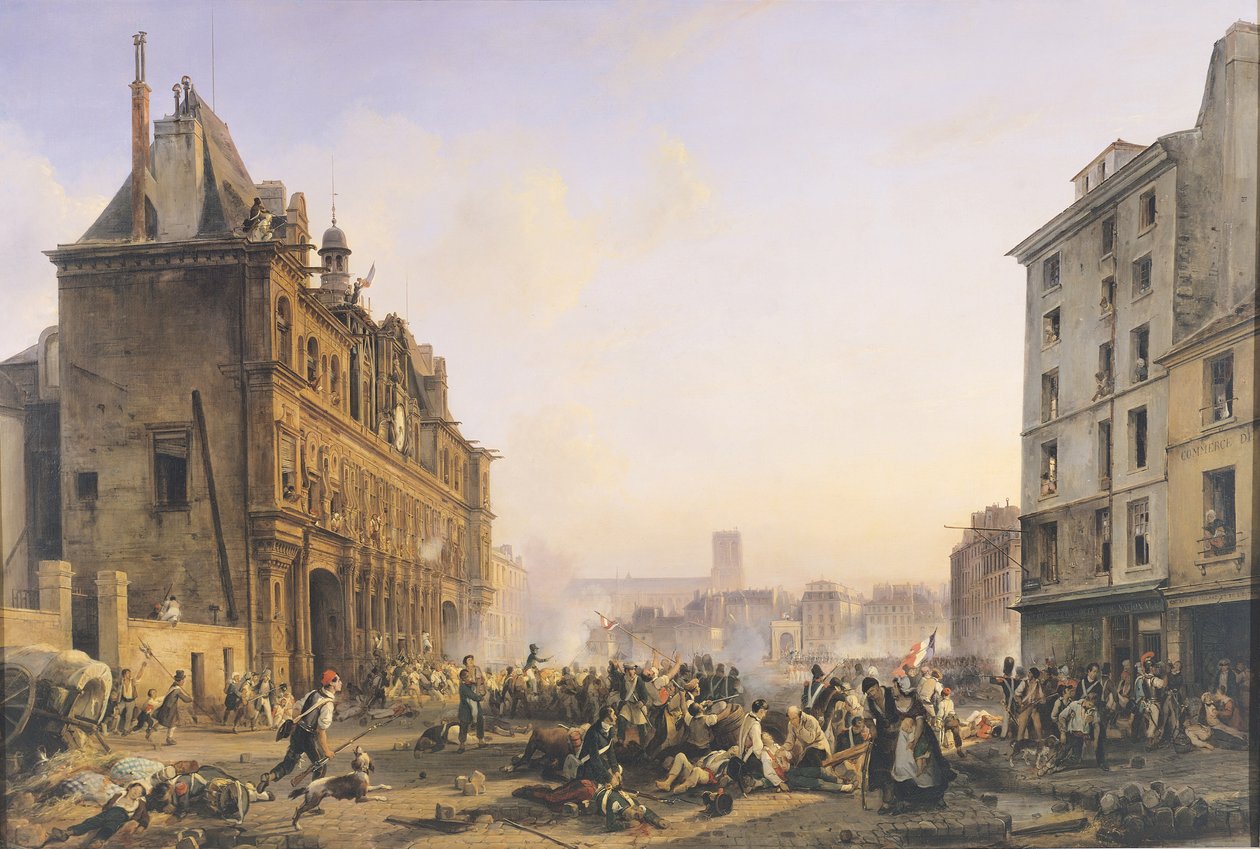 Angreb på Hotel de Ville, 28. juli 1830 af Joseph Beaume