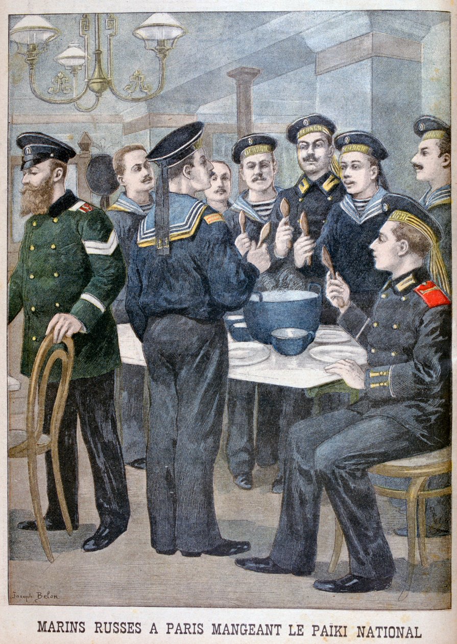 Russiske marinesoldater spiser paiki i Paris, 1900 af Joseph Belon