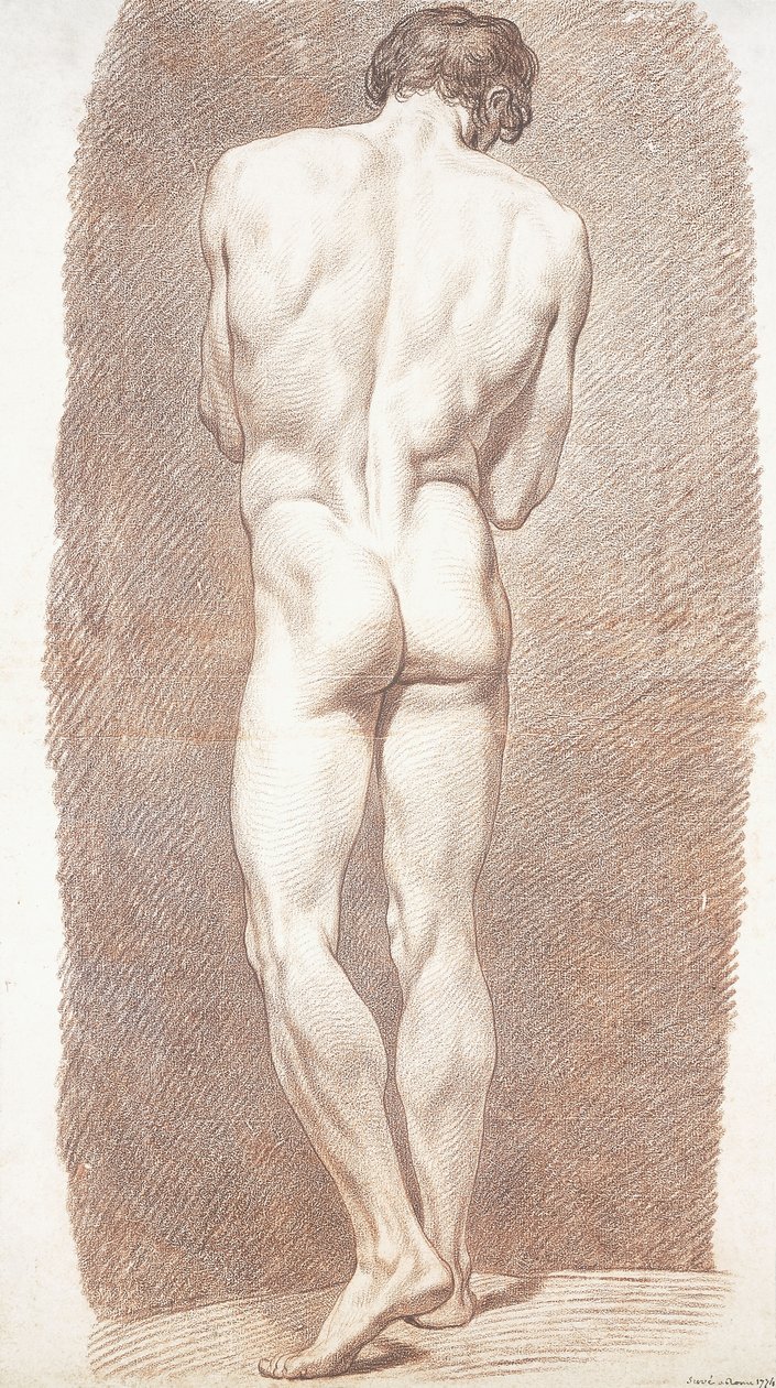 Studie af en mandlig nøgen, set bagfra, 1774 af Joseph Benoît Suvée