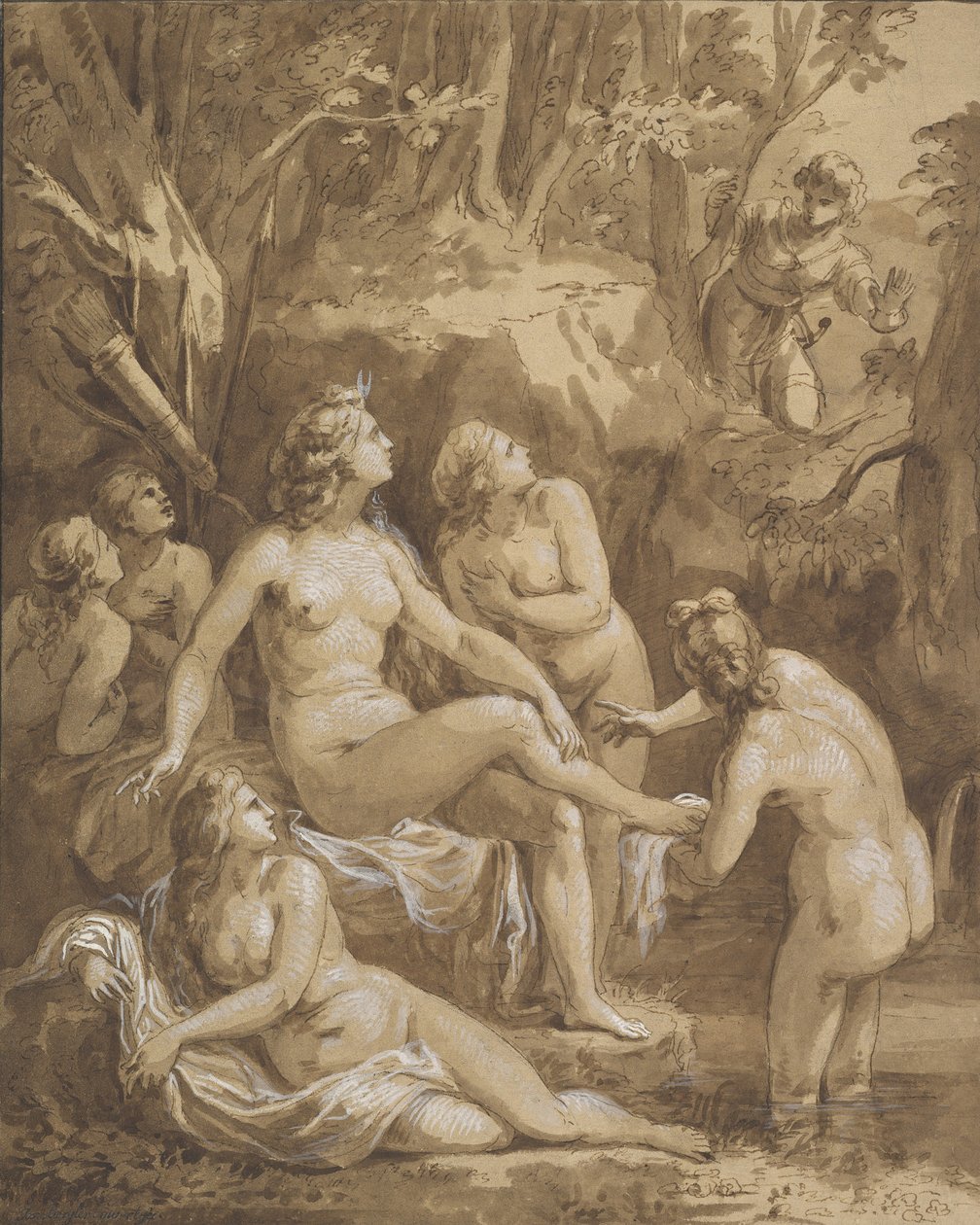 Diana og Actaeon, slutningen af det 18.-begyndelsen af det 19. århundrede. af Joseph Bergler