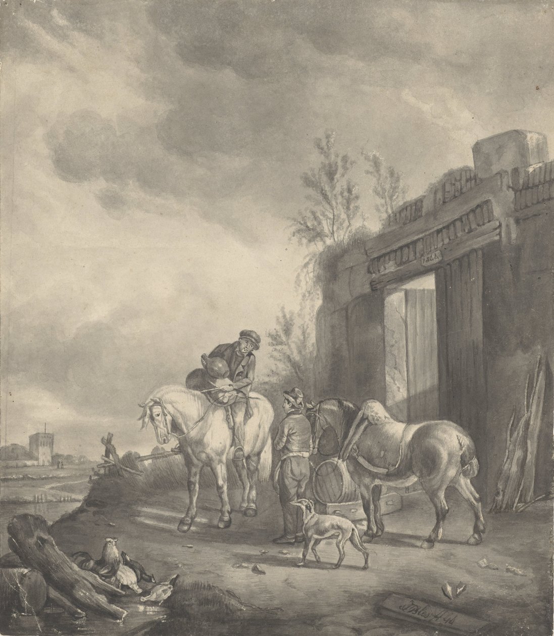 To ryttere ved en forfalden bygning af Joseph Bles