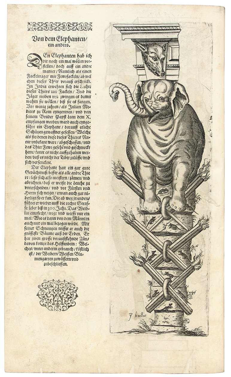 Søjle med figur af en elefant, 1604 af Joseph Boillot