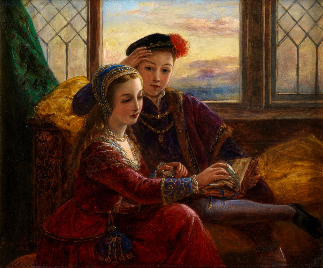 Edward VI og Lady Jane Gray (olie om bord) af Joseph Bouvier